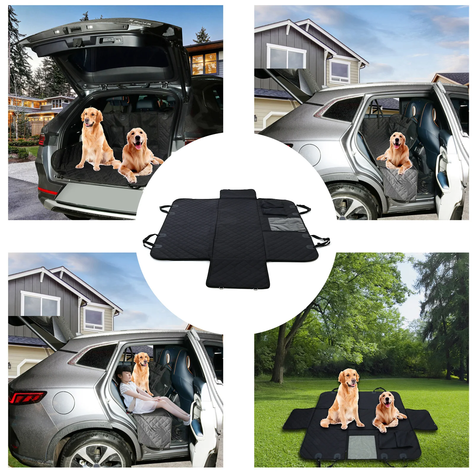 Noir - Siège de voiture pliable pour chien, avec coussin étanche, hamac  réglable, ceinture de sécurité arrièr