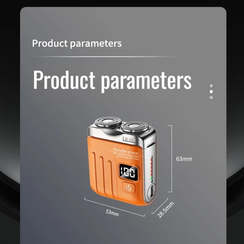 R-19 미니 전기 면도기 디지털 디스플레이 자기식 이중 블레이드 방수 타입-C 고속 충전 휴대용 남성용 면도기