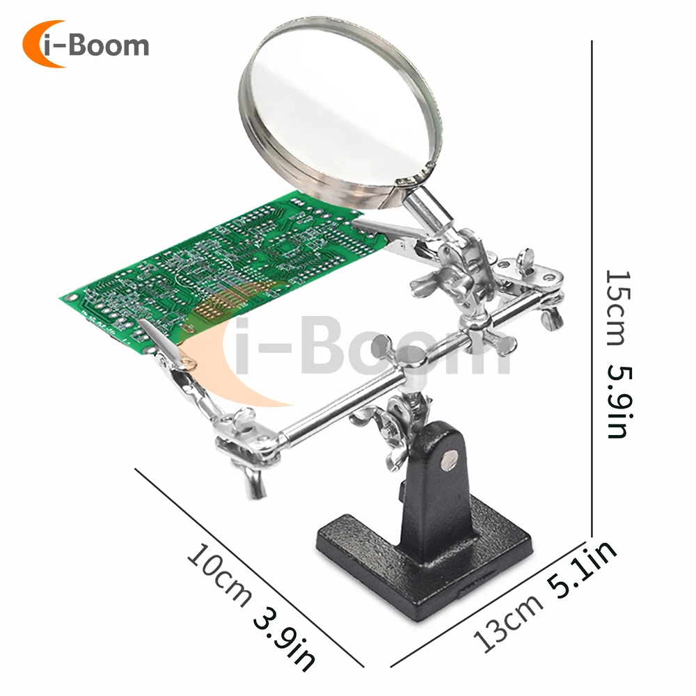 Adjustable Welding Table Alligator Clips with 5X Magnifier, soldering tool