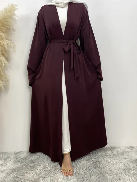 Chog omenRamadan Simple Open Abaya pour femmes, Dubaï, Turquie, Kaftan musulman pour femmes, Kimono, Robe modeste, Caftan Marocain, Vêtements Islamiques