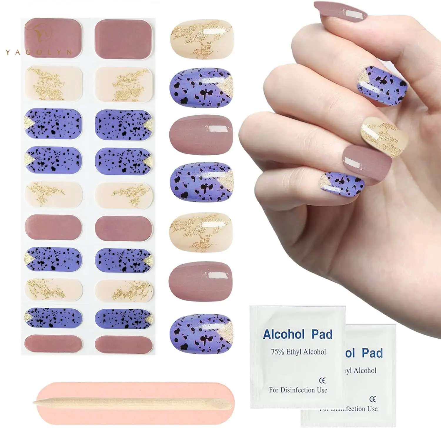 16/20/22Tips Red Snowflakes Semi-cured Gel Nail Sticker UV Lamp Needed Long Lasting Half Roasted Tips for Nails