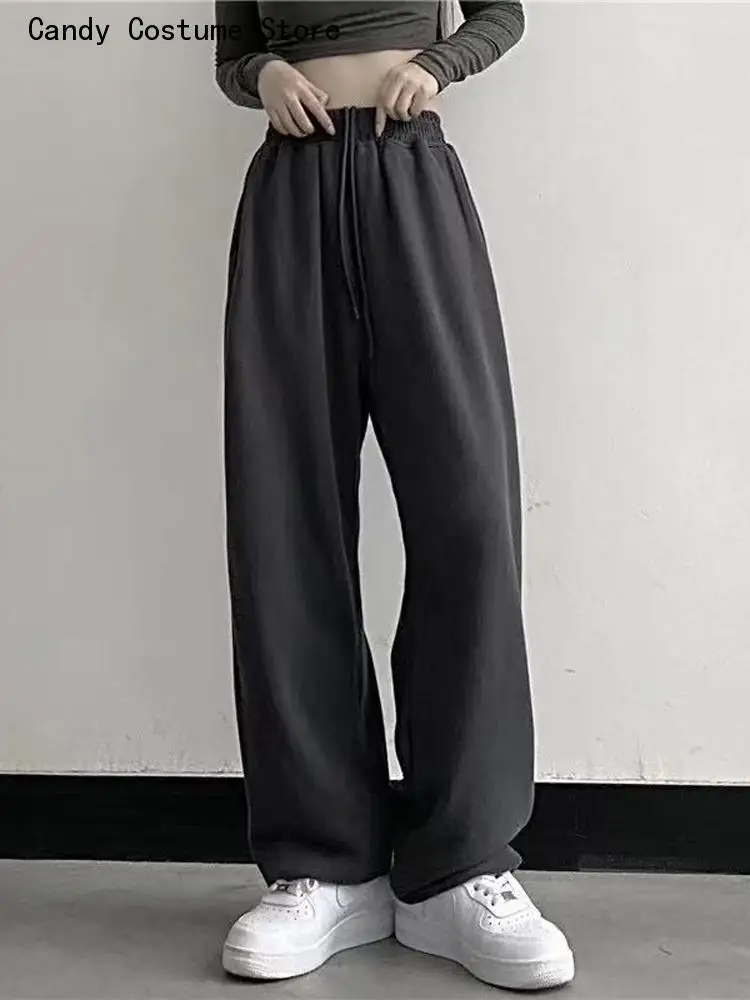 Summer Loose Wide Leg Pants Letter Print Women Hip Hop Sweatpants American Retro High Waist Pockets Streetwear Trousers