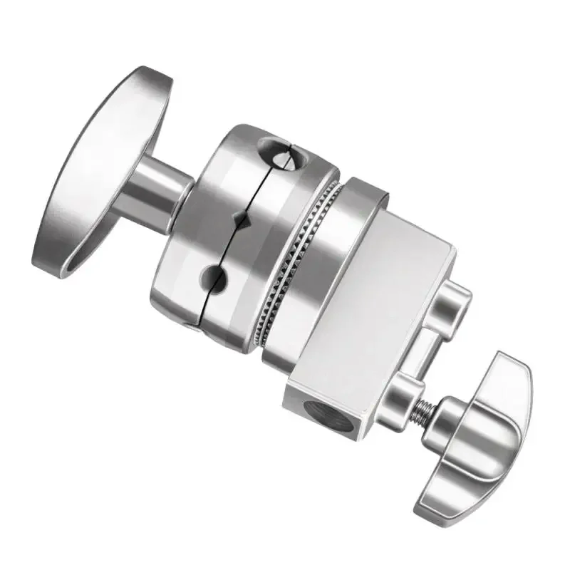 Sh Heavy Duty Impugnatura In Acciaio Inox Testa 4 Fori Diametri Per C-Stand Light Stand Treppiede Colore Argento Video Stand Studio Fotografico