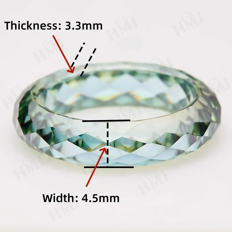 Rubin-Daumenring, voller Moissanit, grün, champagnerfarben, weiß, schwarz, schlichter Ring, Jubiläumsgeschenk mit Zertifikat, kostenlose Halskette – Detail 5