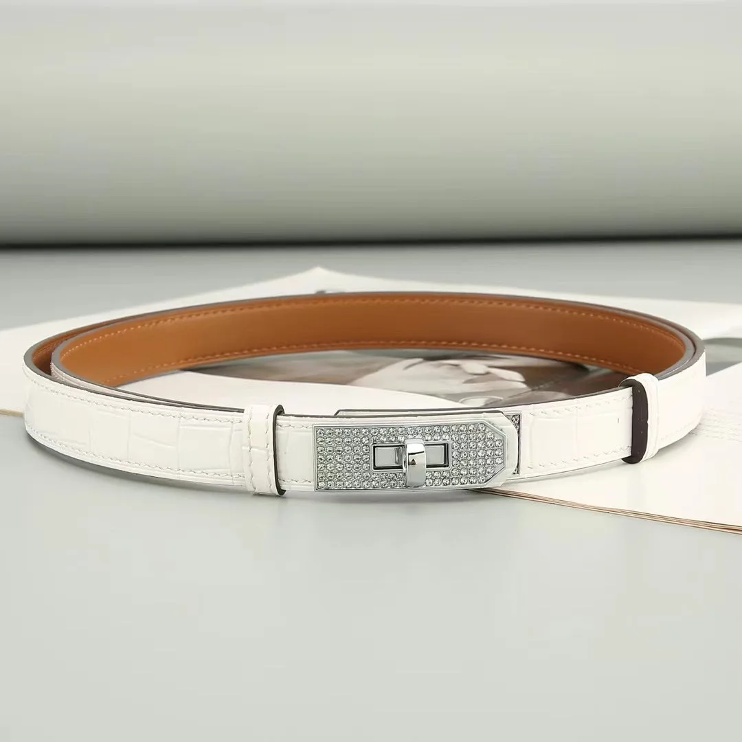 New Luxury Designer Brand Crocodile Leather Belt Width 2cm Party Dress Jeans Women's Belt