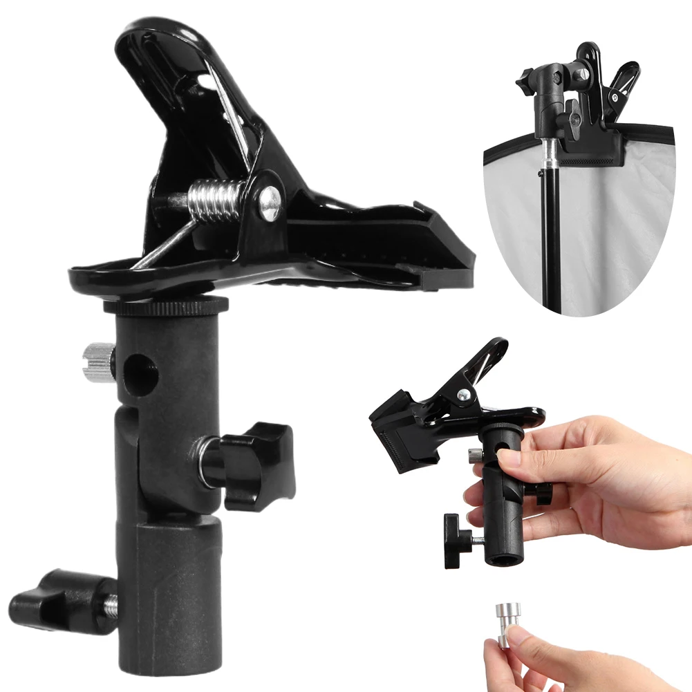 Reflector Clamp Clip Holder Light Stand Attachment 1/4" to 3/8" Screw Mount Swivel Adapter For Photo Studio Reflector&Background