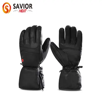 Savior Heat Winter Outdoor Sports Genuine Leather Sheepskin Electric Heating Gloves Motorcycle Gloves Hiking Gloves Waterproof 1