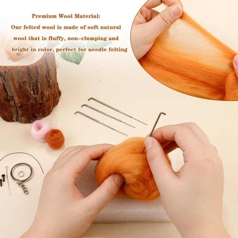 Needle Felting Set Animals DIY Needle Felting Set with Foam Mat for Handcraft Project Beginners Needle Felting Supplies Kits with Tools