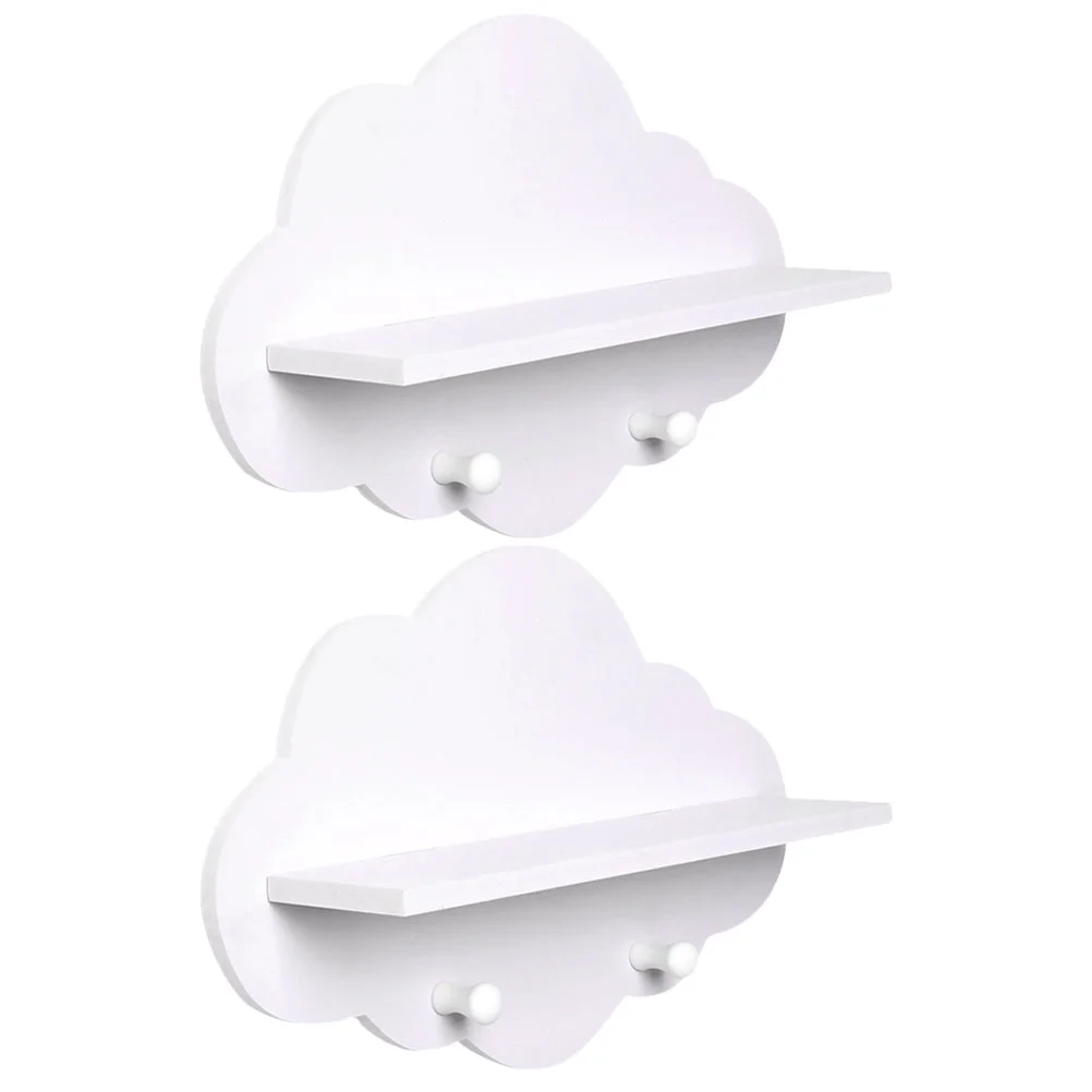 

2 Pcs Display Shelf Shelf Multifunctional Rack Bathroom Ledge Cloud Supply White No Punch Kitchen Seasoning Child