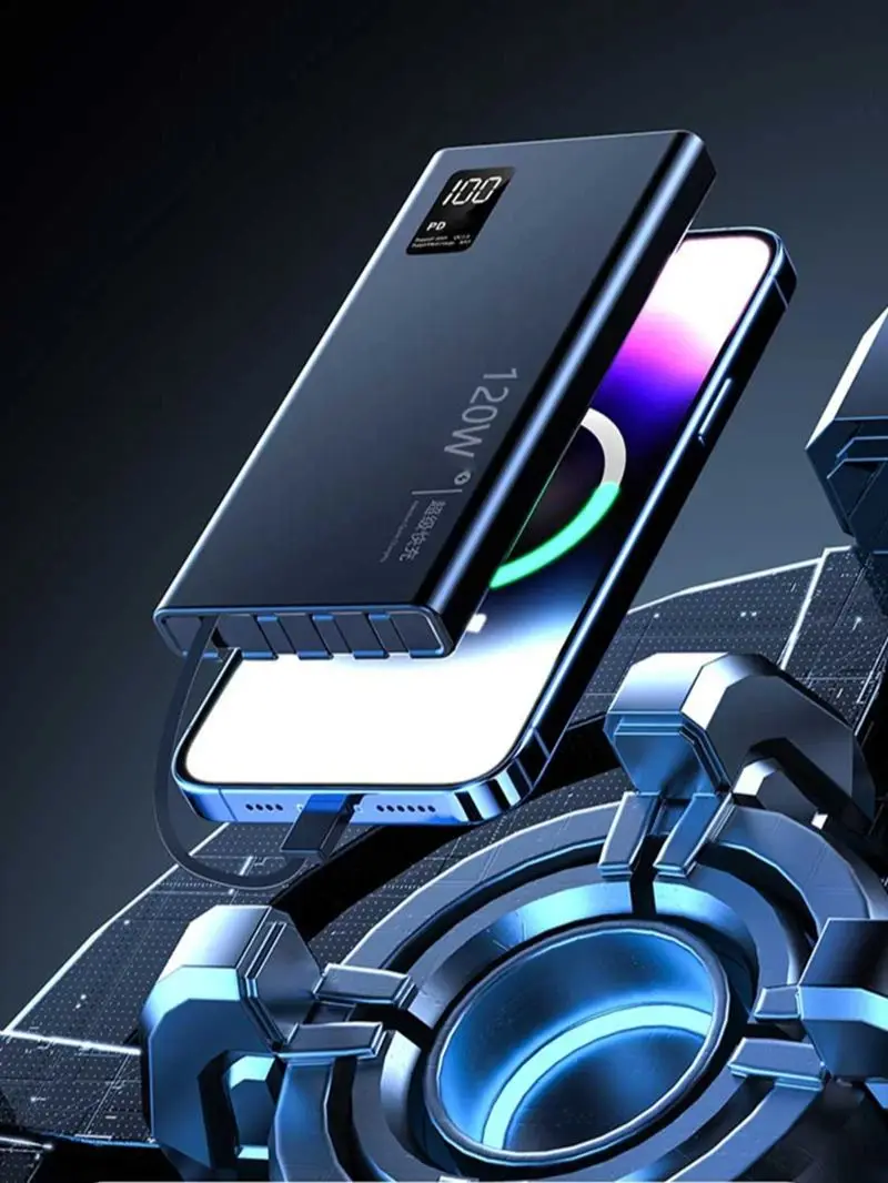 500000mAh 파워 뱅크 내장 4개 케이블 대용량 초고속 충전 휴대용 외장 배터리 아이폰 화웨이용 신제품