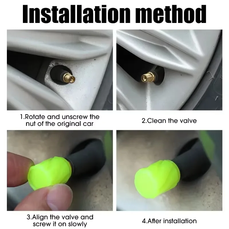 발광 타이어 밸브 캡, 범용 자동차 오토바이 자전거 휠 깍지, 방진 타이어 밸브 스템, 형광 자동차 액세서리, 신제품