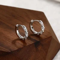 Real 925 Sterling Silver Mobius Circle Zirconia Hoop Earrings for Women Trendy Fine Jewelry Exquisite and Luxurious Accessories