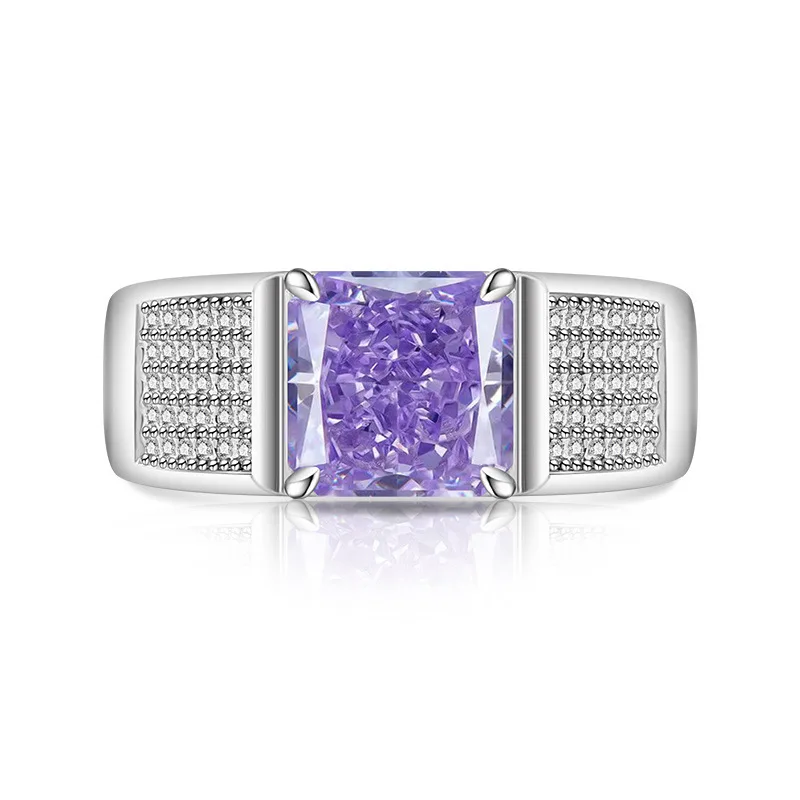 925 Sterling Silber Eisblumen-Schliff Kristall Zirkon Herrenring Geburtstag Jubiläum Hochzeit Party Geschenk – Detail 5