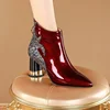 Luxury Women's Red Short Boots New  Autumn Winter Fashion Trend Plush High Heels Party Wedding Casual Shoes Travel Dancing 2024 1