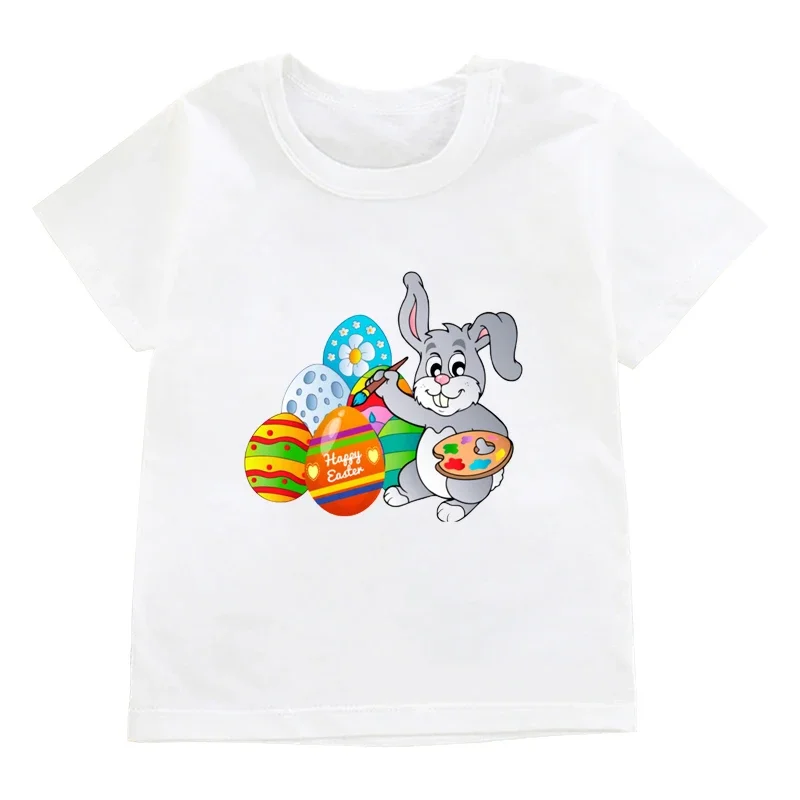 thumbnail image 1 of Nueva camiseta de algodón con diseño de huevos de Pascua para niños y hermanos, ropa para niños con bonito conejito, camiseta para bebé niño o niña, 1 of 5