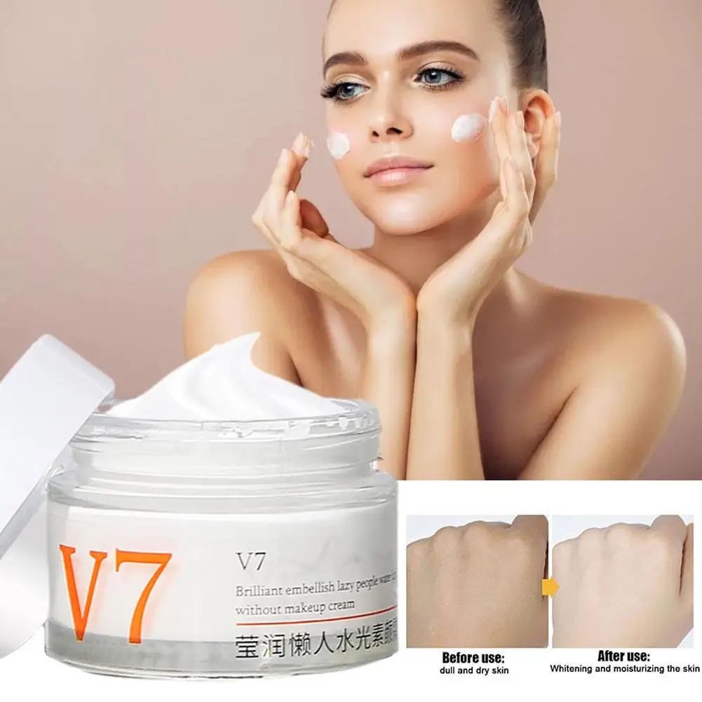 

V7 Lazy Skin Whitening Cream Deep Moisturizing Moisturizing 50g Skin Cream Skin Lady Whitening Firming Primer Brightening C4I4