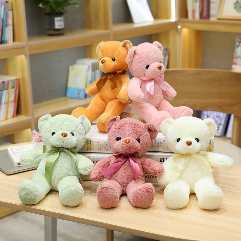 30cm Colourful Bow Bear Plush Toys Stuffed Teddy Bear Soft Colors Animals Doll Wedding Birthday Christmas Gifts Festival Deco 6