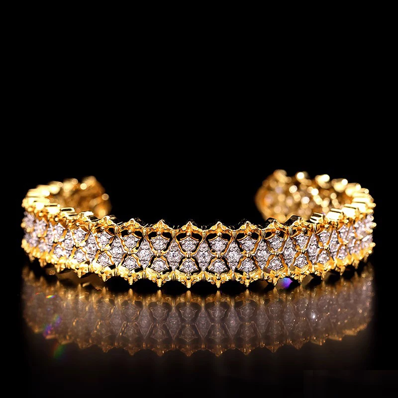 

Trapano|Italian Lace Design and brushed handpainted craftsmanship palace retro style s925 silver bracelet luxury zircon