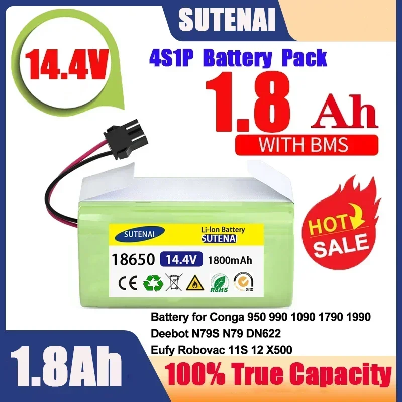 

14.4V 6.8Ah Li-ion battery for Cecotec Conga Excellence 950 990 1090 Ecovacs Deebot DN621 601/605 Eufy RoboVac 35C Panda i7 V710