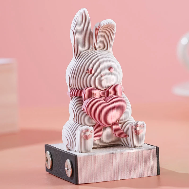 3D Calendar Cute Rabbit Memo Pad Notes Notepad Desk Calendar Art Decoration For Girl Panda Paper Sculpture Birthday Gift 3d calendar notepad