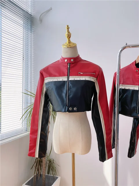 BULOCHOVA Patchwork Motorcycle Leather Jacket