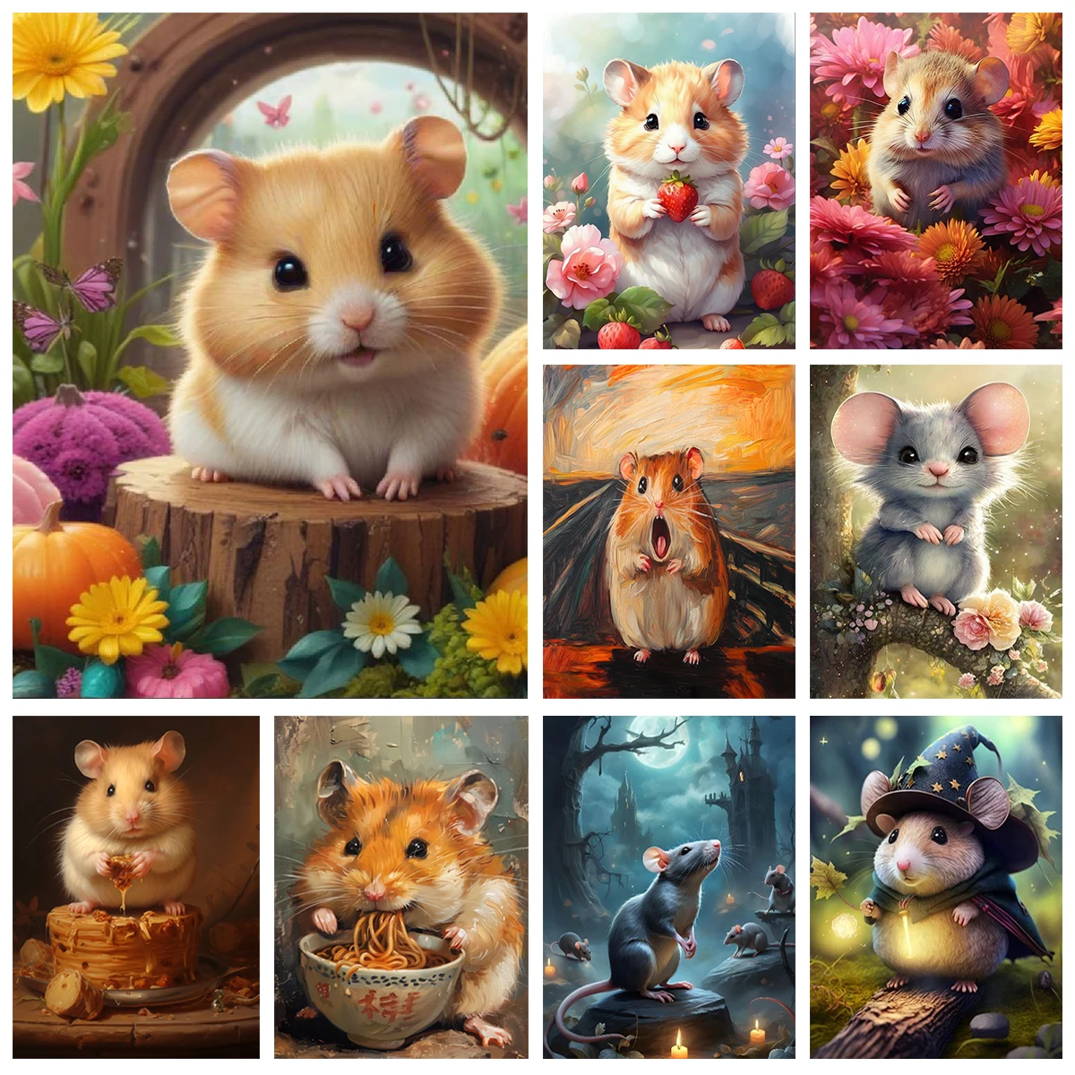 Hamster DIY 5D Diamond Painting Cartoon Mouse Diamond Embroidery Mosaic Oil Painting Kids Handicraft Home Decor