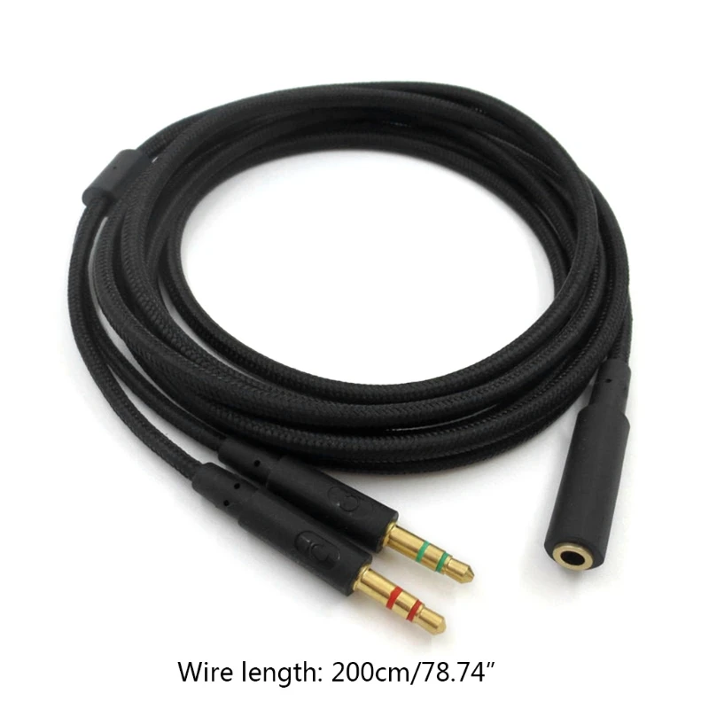 Universal 2-in-1 Gaming Headset Audio Extension Cable, 3.5mm