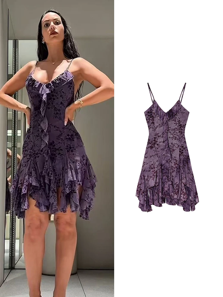 TFMLN Sexy Rüschen-Trägerkleid für Damen Ärmellos Rückenfrei V-Ausschnitt Party-Abendkleider Schlankes Damenkleid Neu 2026 Sommer