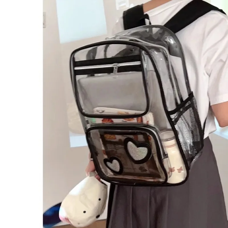 Xiuya przezroczysty plecak damski PVC letni College Style moda duża pojemność designerski plecak podróżny luksusowa damska torba Y2k