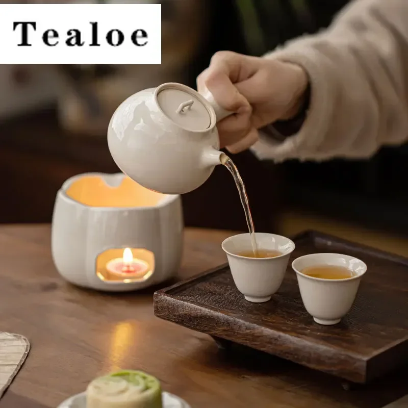 Plant Ash Glaze Candle Tea Warmer Vintage Heating Base Chinese Tea Stove Household Side Handled Teapot Servicies Collection