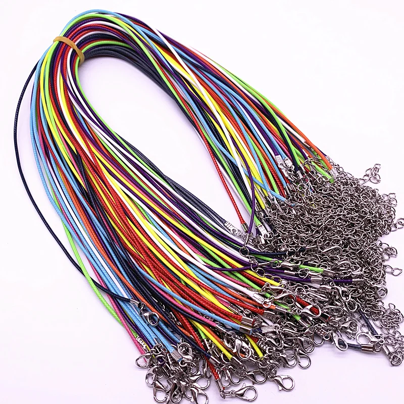 Nylon Rope 10pcs 1.5mm Nylon Tarpaulin Waxed Cord Lobster Clasp Rope Braided Adjustable Rope for Jewelry Making DIY Necklace Bracelets