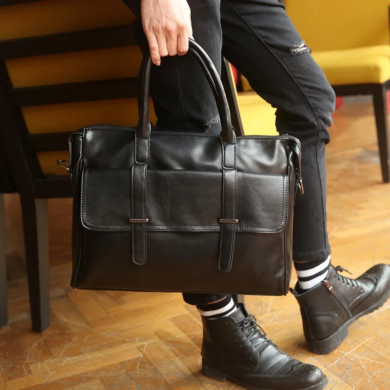 

Брендовая модная сумка для ноутбука, дизайнерские мужские Наплечные сумки, Мужская Корейская британская деловая кожаная сумка