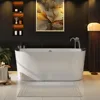 59" Freestanding Whirlpool Bathtub,Acrylic 8 Hydromassage Jets Tub,59" x 30", 560W, Middle Drain, ETL Certified 1