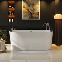 59" Freestanding Whirlpool Bathtub,Acrylic 8 Hydromassage Jets Tub,59" x 30", 560W, Middle Drain, ETL Certified 1