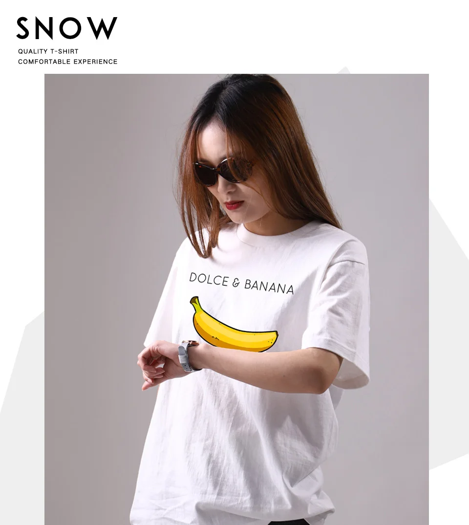 S789e157c54ea42c9bc530557e6022406c Dolce Banana Anime Printed T Shirts Womens Creativity Breathable Tshirts Fashion O-Neck Shirts Cartoons Brand Female Tops