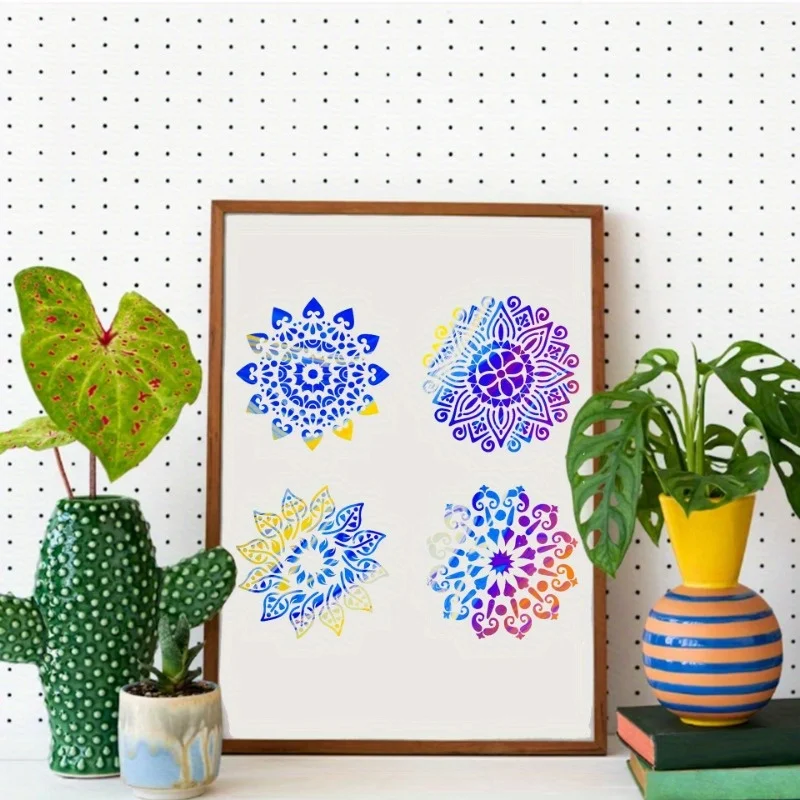 12-Piece Mandala Dotting Stencils Kit - Reusable & Washable PET Plastic Painting Templates for DIY Home Decor and Crafts 2