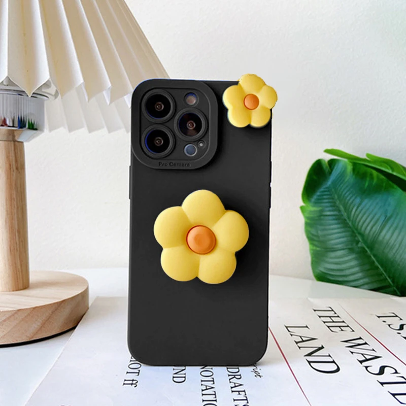 Charming 3D Korean Flower Holder Case with TPU Stand Cover