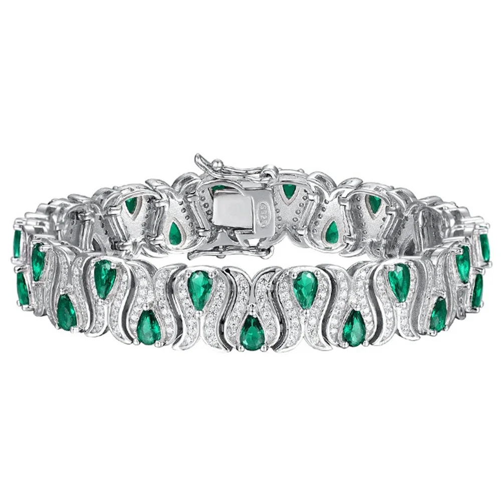 

Shop Bohemia 925 Sterling Silver 10MM Emerald High Carbon Diamonds Gemstone Luxury Women Bracelet Bangle Fine Jewelry Gifts