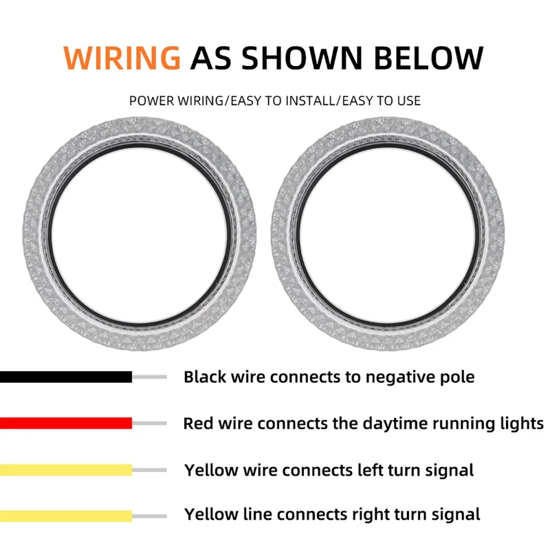 2개 5D RGB 엔젤 아이즈 헤일로 링 라이트 방향지시등 포함 앱 블루투스 LED 오토바이 개조 DRL 자동차 헤드라이트 12V