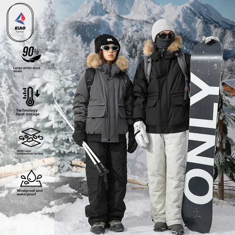 New Winter Jacket 90% Duck Down Insulated Hardshell Waterproof Windproof Skiing Snow Sports Thermal Warm Parka for Men Women