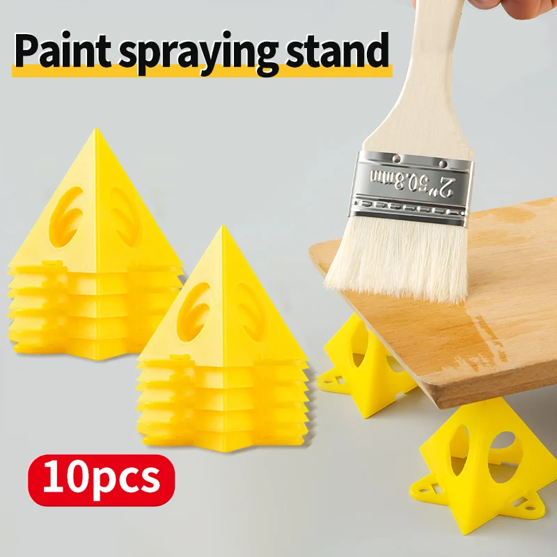 10 PCS Woodworking Paint Bracket Set Yellow Painted Plastic Cushion Block Spray Painting Air Dry Coated Triangular Bracket
