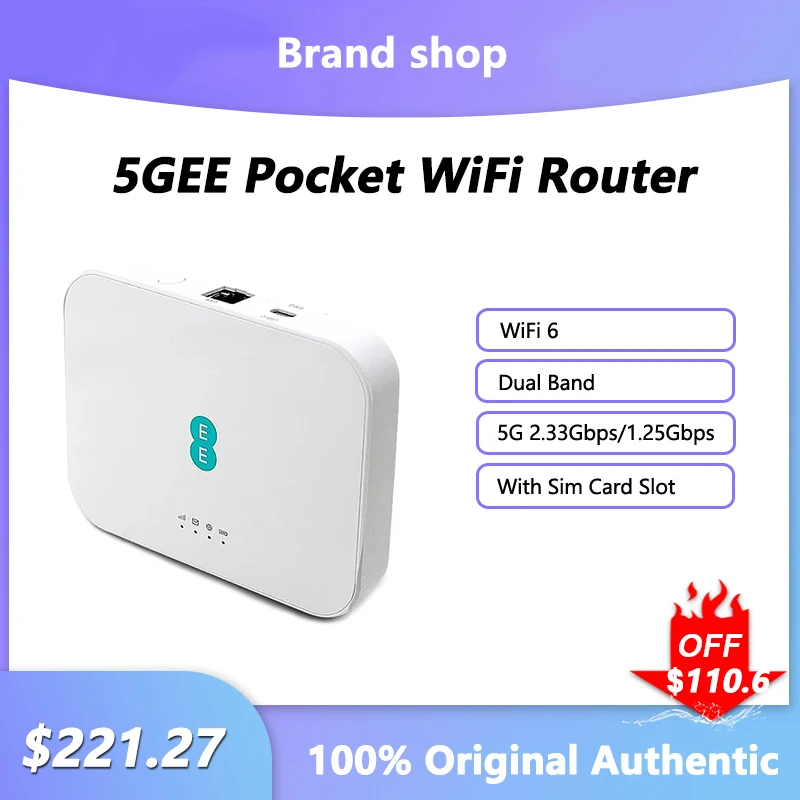 5Gee Pocket Wifi Router 2.33Gbps Dual Band 2.4/5Ghz Mobile Broadband Wi-Fi 6 4G Lte 1.6Gbps Ripetitore Mifi Con Slot Per Sim Card