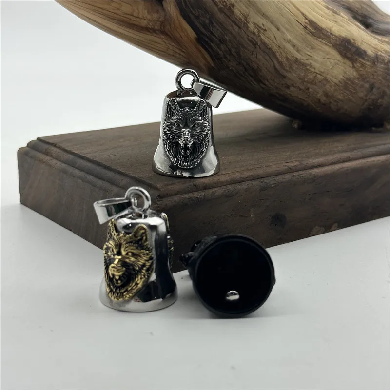 Vikings Wolf Necklace 316L Stainless Steel Jewelry Punk Biker Polishing Bell Man Pendant 2
