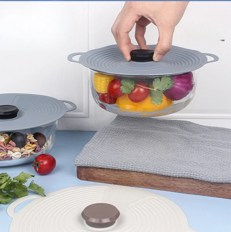 Three Piece Set Silicone Fresh-keeping Lids Silicone Bowl Lids Vacuum Sealed Fresh-keeping High Temperature Resistance
