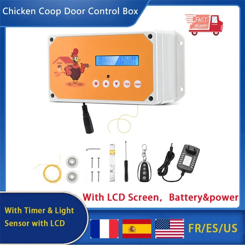 Upgrade Automatic Chicken Coop Door Cage Opener Day And Night Delay With LCD Chicken Coop Door Practical Farming  Chicken Cage
