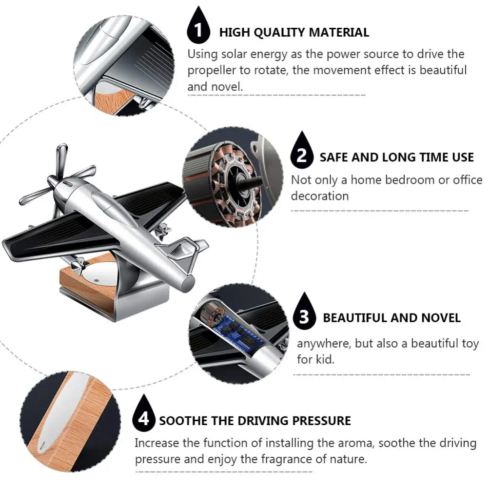 2022 Solar Cessna Aircraft With Unique Fragrance Car Air Fresheners Ornaments Solar Energy Rotate Helicopter Aromatherapy Decor