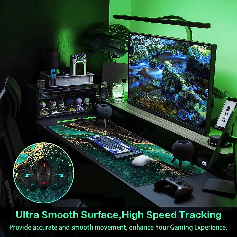Large Gaming Mouse Pad For Desk Black And Gold Marble Big Desk Mat Extended Mousepad With Stitched Edge And Non-Slip Base Long Computer Keyboard Mouse - View #8