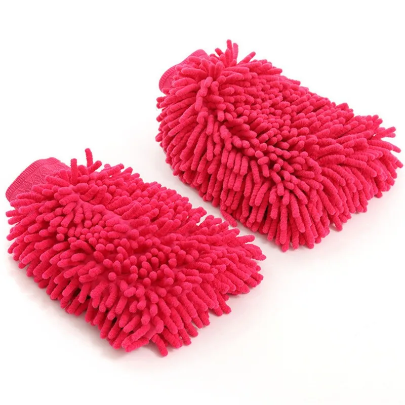 Hot sale 2 in 1 Ultrafine Fiber Chenille Microfiber Car Wash Glove Mitt Soft Mesh backing no scratch for Car Wash and Cleaning