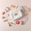 Baby Wooden Pretend Play Makeup Toys Simulation Cosmetics Set Girls Play House Hairdressing Simulation Make Up Preschool Toys 1