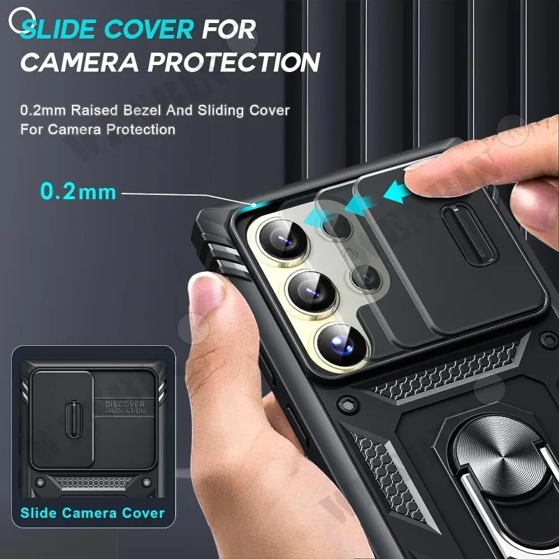 Heavy Duty Shockproof Case with 360° Rotating Kickstand and Camera Protection